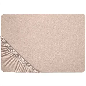 Spannbettlaken beige Baumwolle mit Gummizug Spannbetttuch 180 x 200 cm Hofuf Solange Der Vorrat Reicht