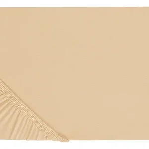 Spannbettlaken Baumwolle sandbeige 200 x 200 cm Steghöhe 30 cm mit Gummizug Janbu Neue Kollektion