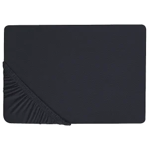 Spannbettlaken Baumwolle schwarz 140 x 200 cm Steghöhe 30 cm mit Gummizug Janbu Online Kaufen