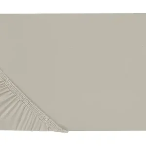 Spannbettlaken Baumwolle taupe 140 x 200 cm Steghöhe 30 cm mit Gummizug Janbu Aktuell
