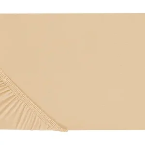 Spannbettlaken Baumwolle sandbeige 160 x 200 cm Steghöhe 30 cm mit Gummizug Janbu Ausverkauf