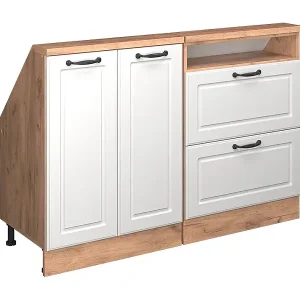 Dachschrägenschrank-Set weiß landhaus/goldkraft eiche 120x46x81.6 rion Neu Im Sortiment