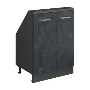 Ausverkauf Küchenschrank für Dachschrägen schwarz beton 60x46x81.6 r-line