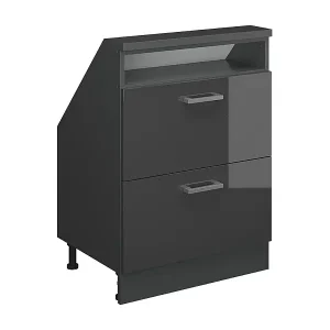 Küchenschrank für Dachschrägen anthrazit hochglanz 60x46x81.6 r-line Kostenloser Versand