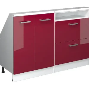 Angebot Küchenschrank für Dachschrägen rot hochglanz/weiß 120x46x81.6 r-line