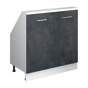 Ausverkauf Küchenschrank für Dachschrägen schwarz beton 80x46x81.6 r-line