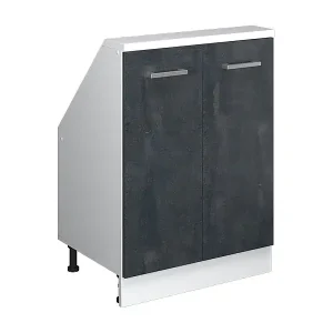 Bestpreis Küchenschrank für Dachschrägen schwarz beton 60x46x81.6 r-line
