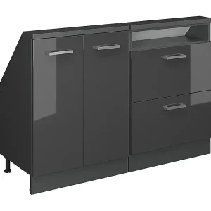 Küchenschrank für Dachschrägen anthrazit hochglanz 120x46x81.6 r-line Jetzt Kaufen
