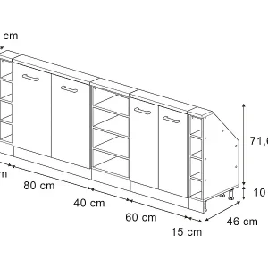 Küchenschrank für Dachschrägen blau-grau 210x46x81.6 r-line Abverkauf
