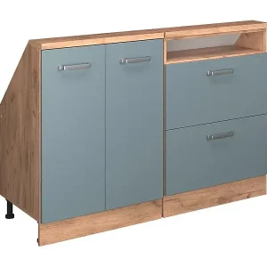Küchenschrank für Dachschrägen blau-grau 120x46x81.6 r-line Kostenloser Versand