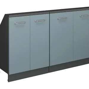 Küchenschrank für Dachschrägen blau-grau 140x46x81.6 r-line Top-Preis