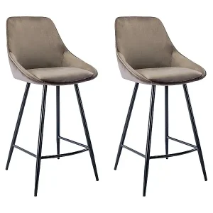 Barhocker 2er-Set - Samt - Taupe - MASURIE Direktkauf