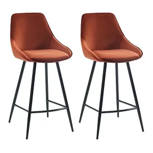 Top-Preis Barhocker 2er-Set - Samt - Terracotta - MASURIE