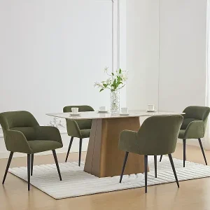 Aktuell Stuhl mit Armlehnen 2er-Set - Stoff & schwarzes Metall - Grün - HEKA