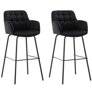 Barhocker 2er-Set - Samt & Metall - Schwarz - PEGA von Pascal MORABITO Solange Der Vorrat Reicht
