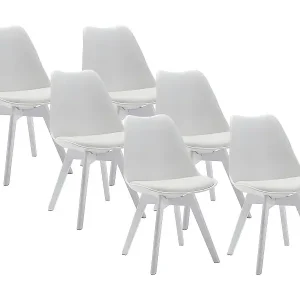 Ausverkauf Stuhl 6er-Set - Polypropylen - Weiß mit weißen Füßen - JODY