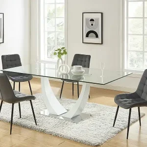 Ausverkauf Polsterstuhl 2er-Set - Samt & schwarzes Metall - Grau - OLLUA