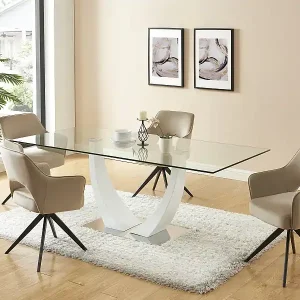 Top-Angebot Drehstuhl 2er-Set mit Armlehnen - Samt & schwarzes Metall - Beige - KONYA