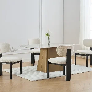 Bestseller Stuhl 2er-Set - Bouclé-Stoff & Kautschukholz - Weiß & Schwarz - WILANA