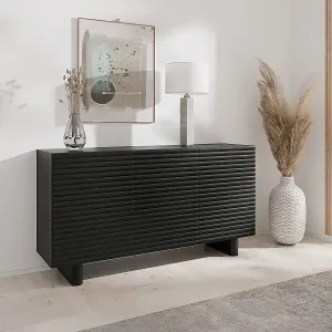 Bestpreis Sideboard mit 3 Türen - MDF - Schwarz - LUDIMA