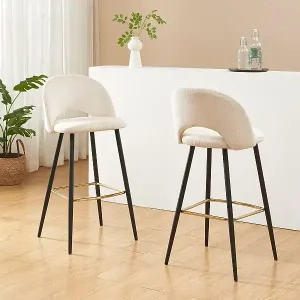 Barhocker 2er-Set - Cord & Metall - Cremefarben - FINCHY von Pascal Morabito Schneller Versand