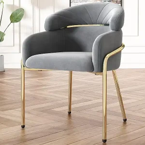 1 Samtsessel – mit 4 goldenen Metallbeinen – Grau Sale