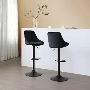 Wochenendangebot Barhocker höhenverstellbar - Samt & Metall - Schwarz - MASURIE