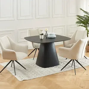 Stuhl mit Armlehnen 2er-Set - Stoff & schwarzes Metall - Beige - KARDESA von Maison Céphy Nur Heute