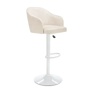 Barhocker - Stoff & Metall - Höhenverstellbar - Cremefarben & Weiß - CARSTEN Solange Der Vorrat Reicht