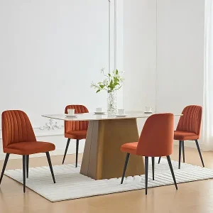 Angebot Stuhl 6er-Set - Samt & Metall - Terracotta - ELEANA