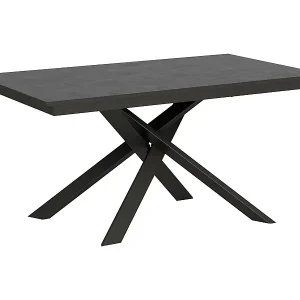 Ausziehbarer Tisch 90x160/220 cm Ganty Anthrazit Spachtel - Anthrazitkante Anthrazitrahmen Preis Gesenkt