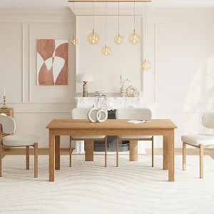 Angebot Ausziehbarer Esstisch für 8 bis 12 Personen mit Eichenfurnier – Natur – FOMIREL