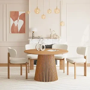 Beliebt Runder Esstisch für 4 Personen – Eichenfurnier – Natur – CARMIZA