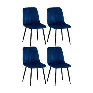 Direkt Vom Hersteller 4er Set Esszimmerstuhl - Samt - blau - Dijon