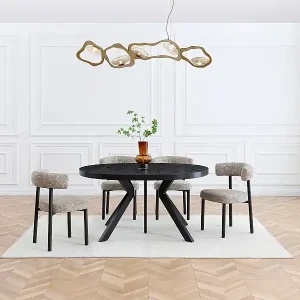 2er Set Stühle - Strukturstoff & schwarzes Metall - Beige und Weiss - SELORIN Preisknaller