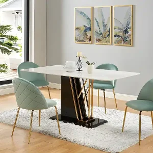 Bestpreis Stuhl 2er-Set - Samt & Goldfarbenes Metall - Grün - MELBOURNE