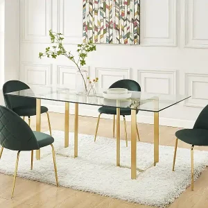 Angebot Stuhl 6er-Set - Samt & Goldfarbenes Metall - Grün - MELBOURNE