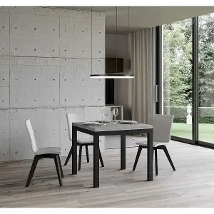 Solange Der Vorrat Reicht Ausziehtisch 90x90/180 cm Everyday Libra Zement mit Eisenrahmen aus Anthrazit