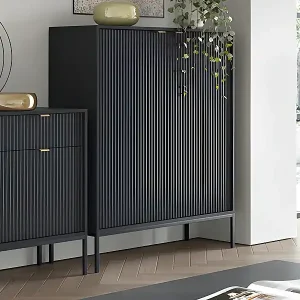 Top-Preis Highboard mit 2 Türen - Schwarz - LIOUBA von Pascal MORABITO