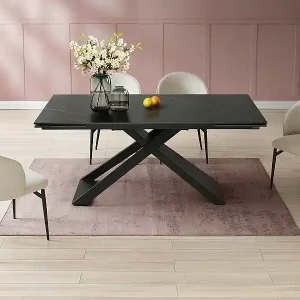 Esstisch für 6 bis 10 Personen ausziehbar - Keramik & Metall - Marmor-Optik Schwarz - XERENA von Pascal MORABITO Bestpreis