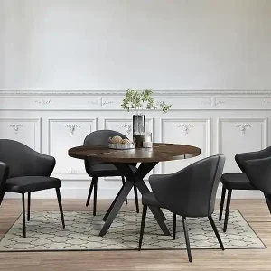 Stuhl mit Armlehnen - Leder & Stahl - Schwarz - MIBELLY von Maison Céphy Direktkauf