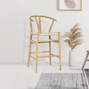 Barhocker - Teakholz & Strohgeflecht - Holzfarben - POGIANA Schneller Versand