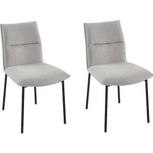 Wochenendangebot Stuhl 2er-Set - Stoff & schwarzes Metall - Cremefarben - ETIVAL