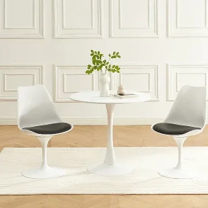 Versand Am Gleichen Tag Stuhl 2er-Set - Polypropylen, Kunstleder & Metall - Weiß & Schwarz - XAFY