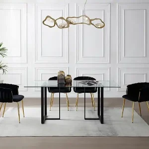 Top-Preis Esstisch für 6 Personen - Sicherheitsglas & Edelstahl - Transparent & Schwarz - NILESA II von Pascal Morabito