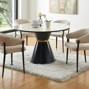 Super-Preis Stuhl mit Armlehnen 6er-Set - Stoff & schwarzes Metall - Beige - AVRELA