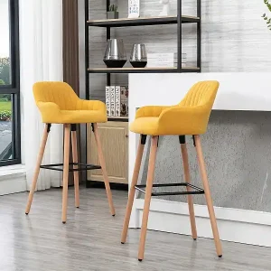 Barhocker - Stoff & Buche - Gelb - ELEANA Neue Kollektion