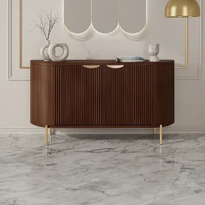 Sideboard mit 2 Türen - Mangoholz & Metall - Holzfarben & Goldfarben - NEVILI Neuheit