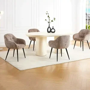 2‑er Set Stühle mit Armlehnen - Textilstoff & Metall - Taupe - LASSANDRA von Pascal Morabito Sonderaktion