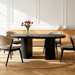 Bestpreis 6er-Set Stühle - Stoff - schwarzes Kautschukholz - Beige - ZELVYN